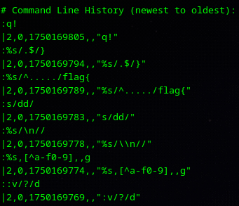 Vim command history