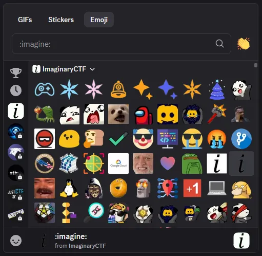 Custom emojis of ImaginaryCTF server|||Custom emojis of ImaginaryCTF server