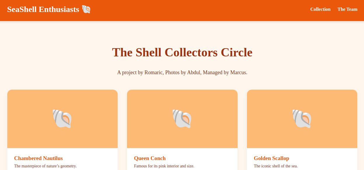 seashell - webpage